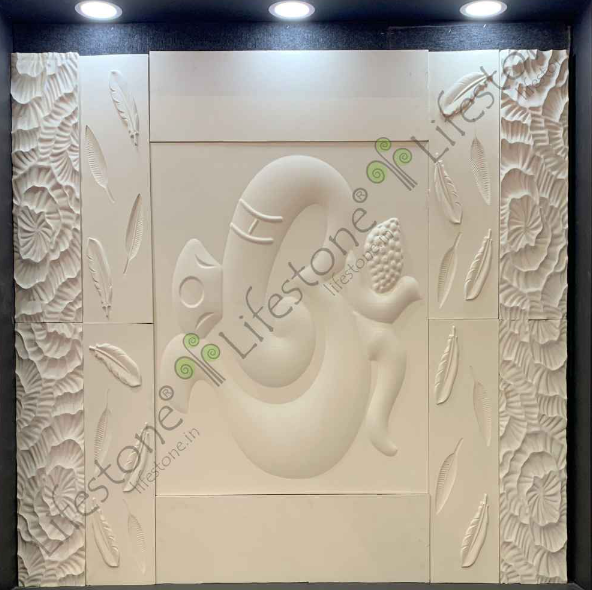 3d Ganesha Pooja Room Mural 6 Ft X 8 Ft