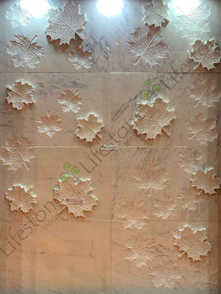 Marble Maple Leaf Mural 8ft X 6 Ft
