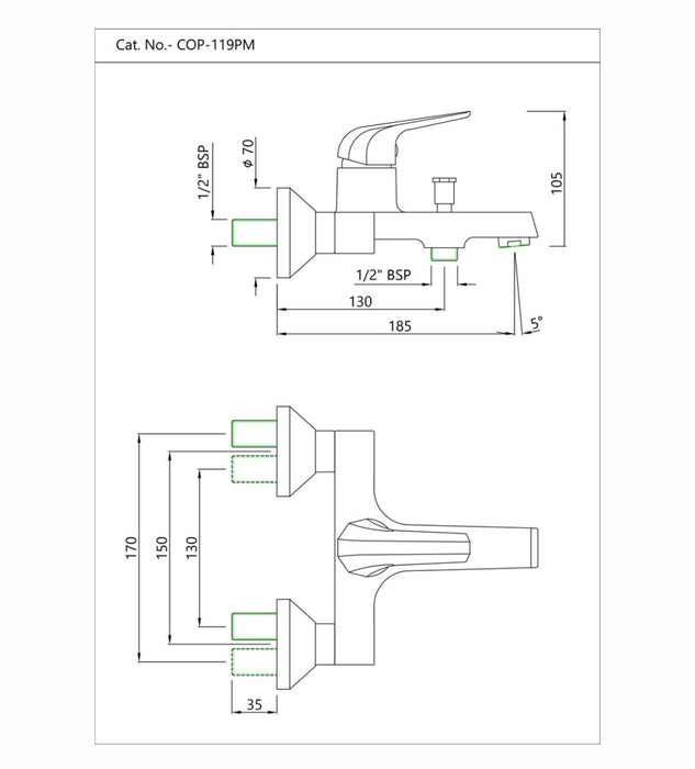 Single Lever Wall Mixer (COP-CHR-119PM)