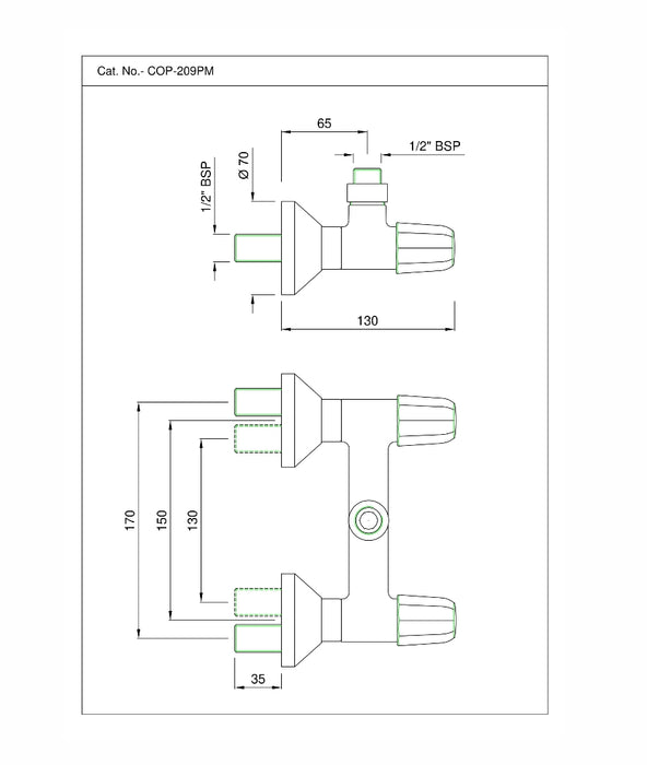 SHOWER MIXER FOR SHOWER CUBICLES(COP-CHR-209PM)