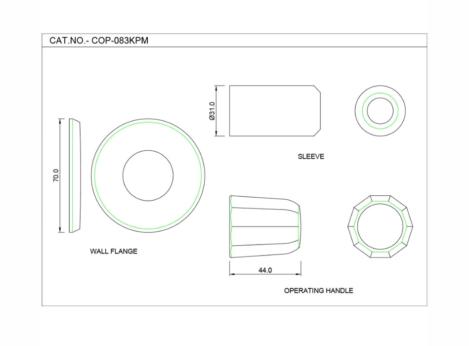 EXPOSED PART KIT OF CONCEALED STOP COCK AND FLUSH COCK (COP-CHR-083KPM)