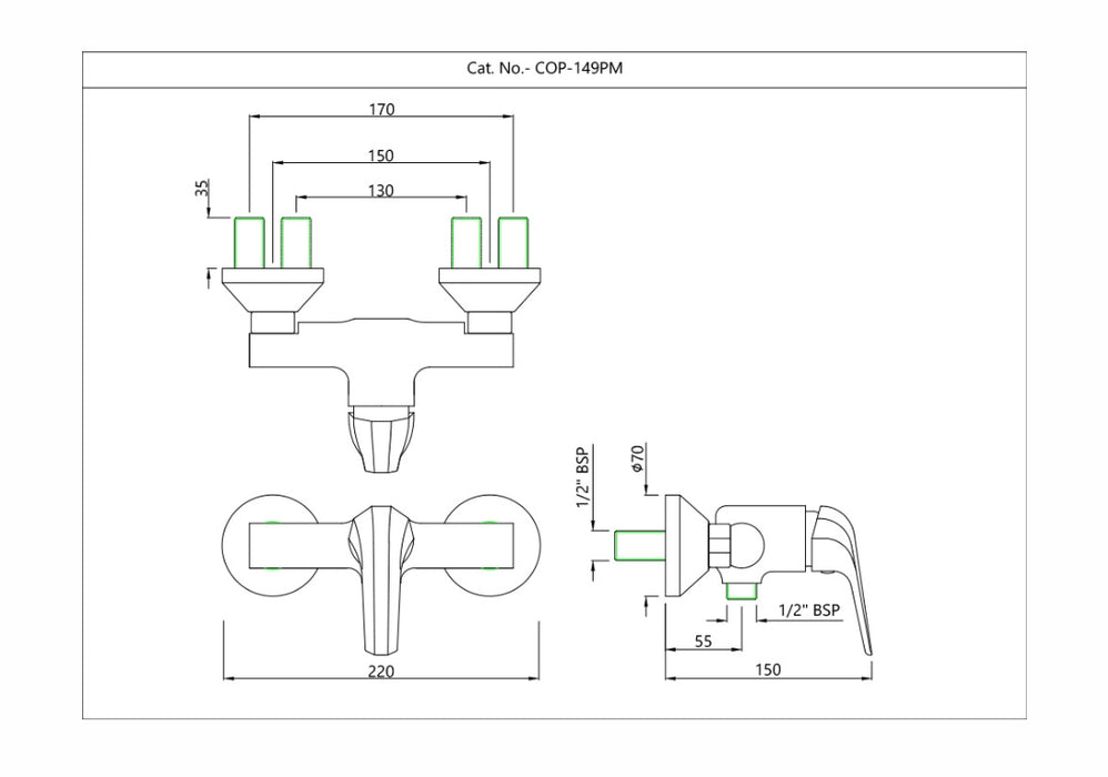 SINGLE LEVER EXPOSED SHOWER MIXER (COP-CHR-149PM)