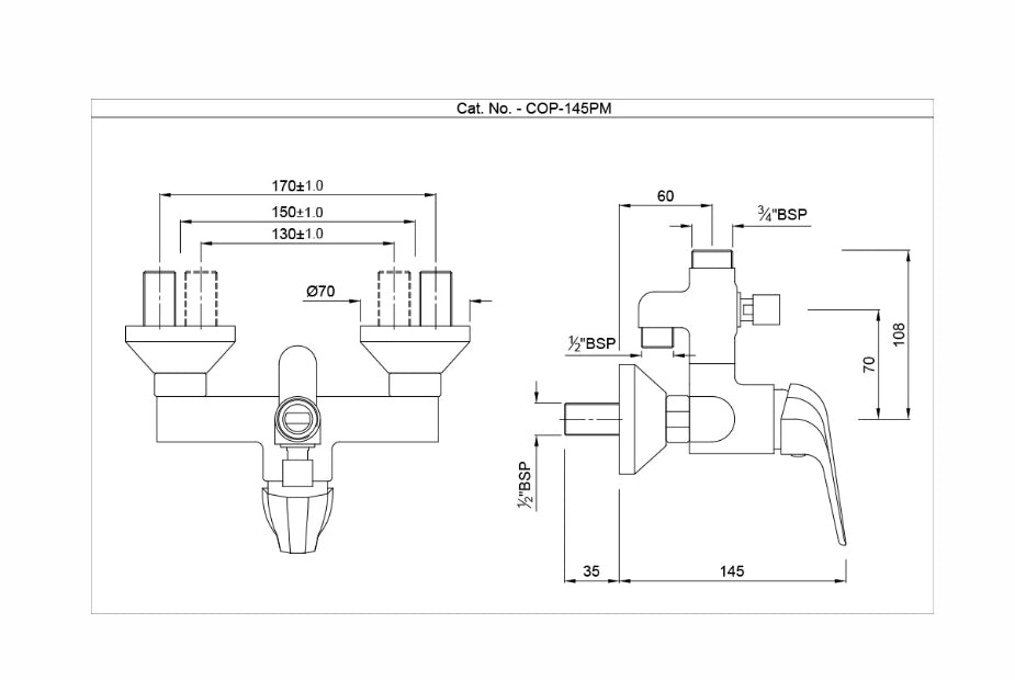 SINGLE LEVER EXPOSED SHOWER MIXER (COP-CHR-145PM)