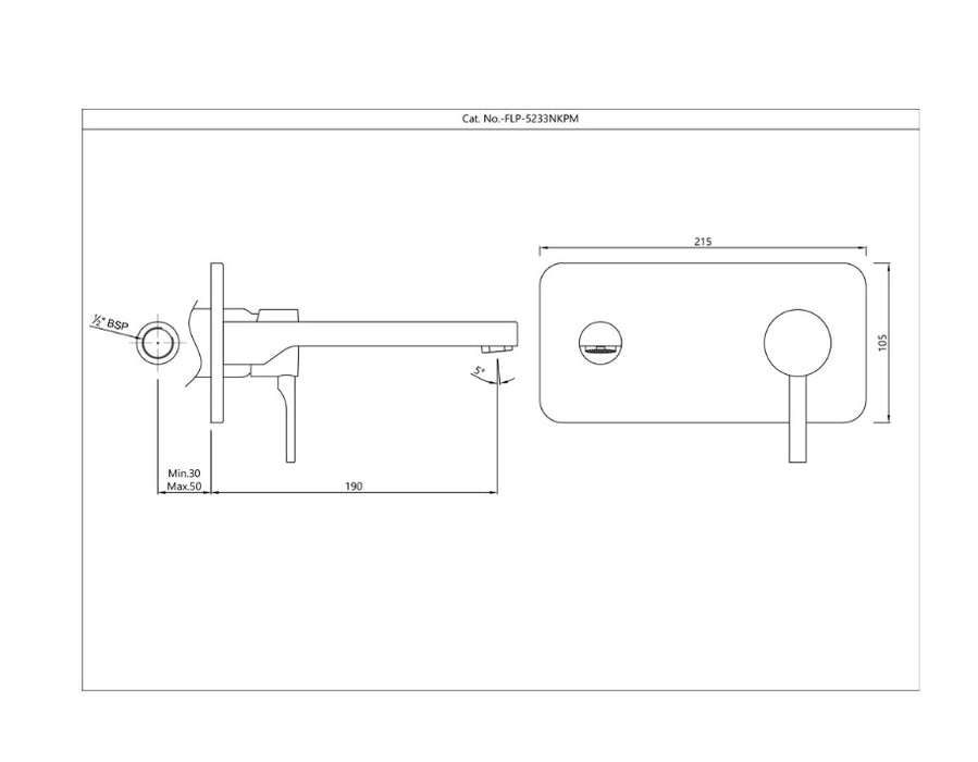 EXPOSED PART KIT OF SINGLE LEVER BASIN MIXER WALL MOUNTED -CHROME(FLP -CHR-5233NKPM)