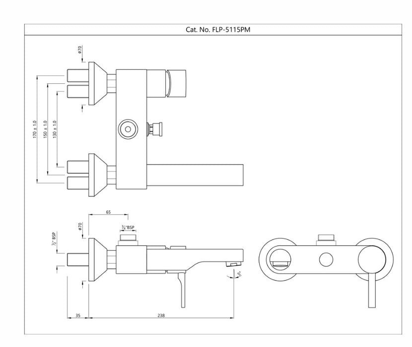 SINGLE LEVER WALL MIXER -CHROME( FLP-CHR-5115PM)