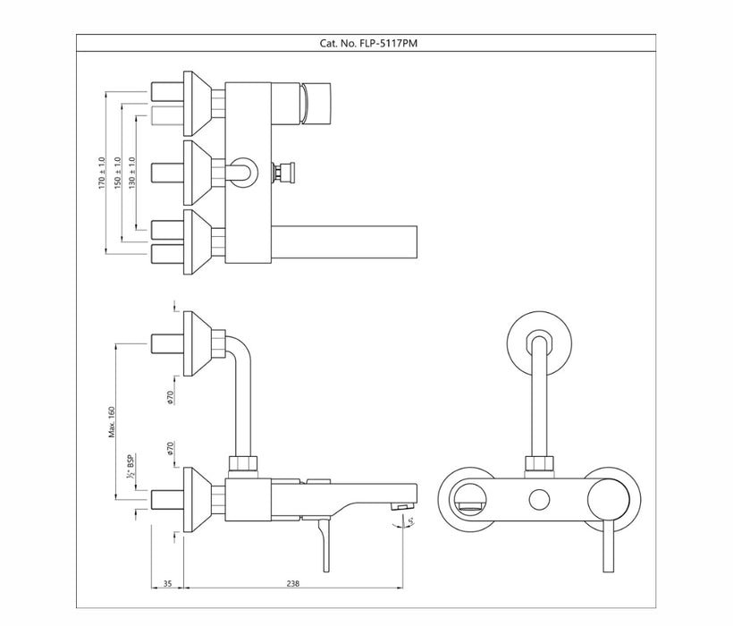SINGLE LEVER WALL MIXER-CHROME (FLP-CHR-5117PM)