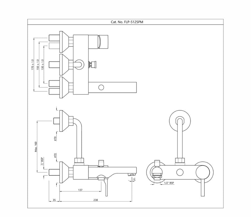 SINGLE LEVER WALL MIXER -CHROME (FLP-CHR-5125PM)