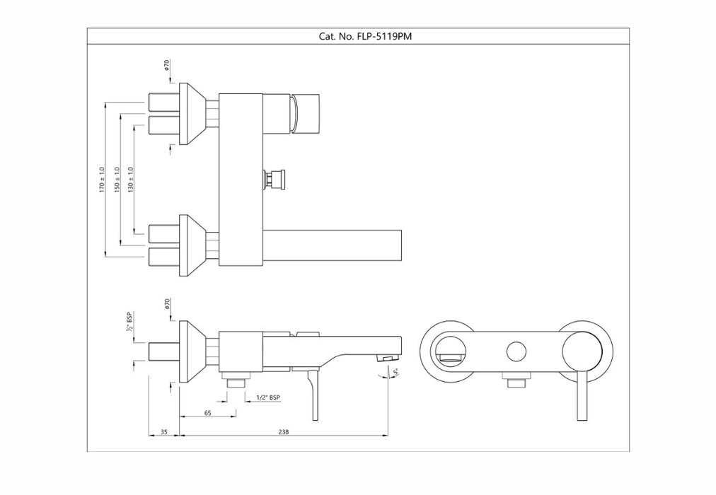 SINGLE LEVER WALL MIXER -CHROME(FLP-CHR-5119PM)
