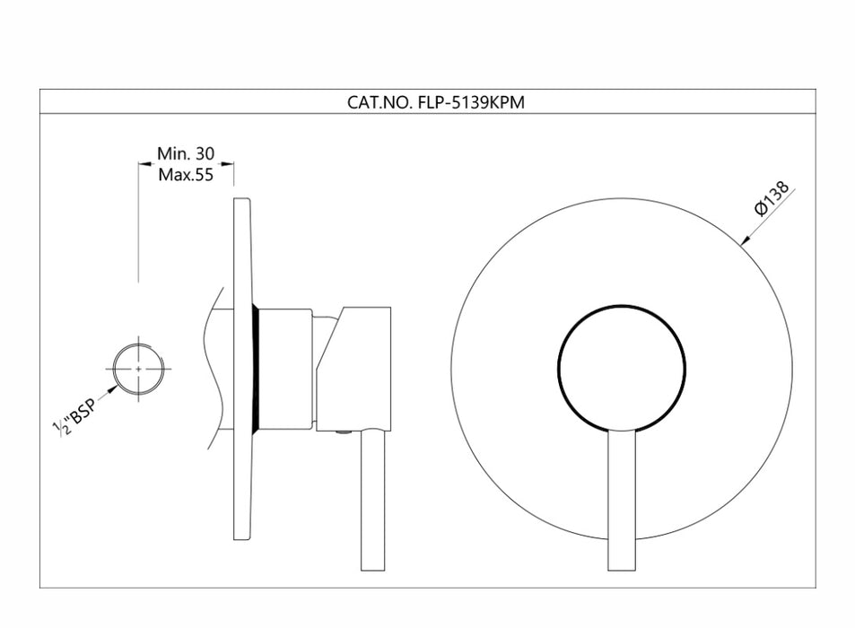 EXPOSED PARTS KIT OF SINGLE LEVER SHOWER MIXER -CHROME( FLP-CHR-5139KPM)
