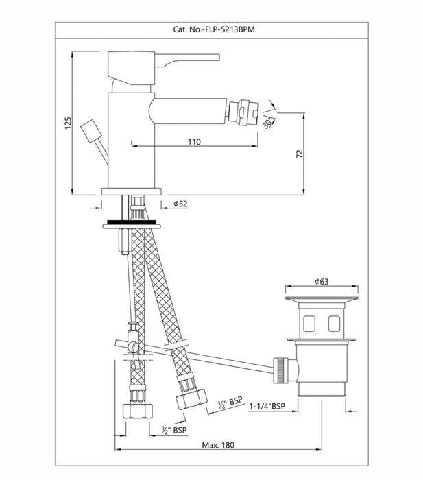 SINGLE LEVER 1-HOLE BIDET MIXER -CHROME ( FLP-CHR-5213BPM)