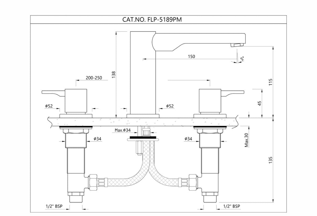 3-HOLE BASIN MIXER -CHROME ( FLP-CHR-5189PM)