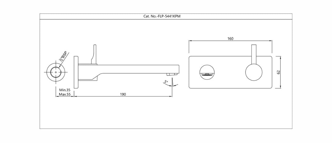 EXPOSED PART KIT OF SINGLE CONCEALED STOP COCK -CHROME ( FLP-CHR-5441KPM).