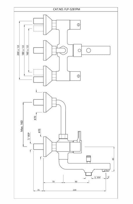 WALL MIXER 3-IN-1 SYSTEM- CHROME( FLP-CHR-5281PM)