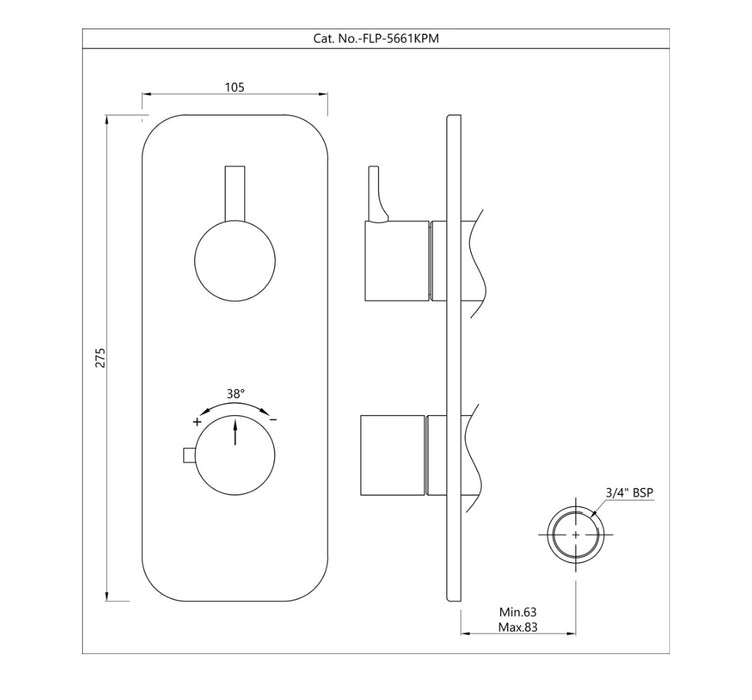 AQUAMAX EXPOSED PART KIT OF THERMOSTATIC SHOWER MIXER -CHROME (FLP-CHR-5661KPM)