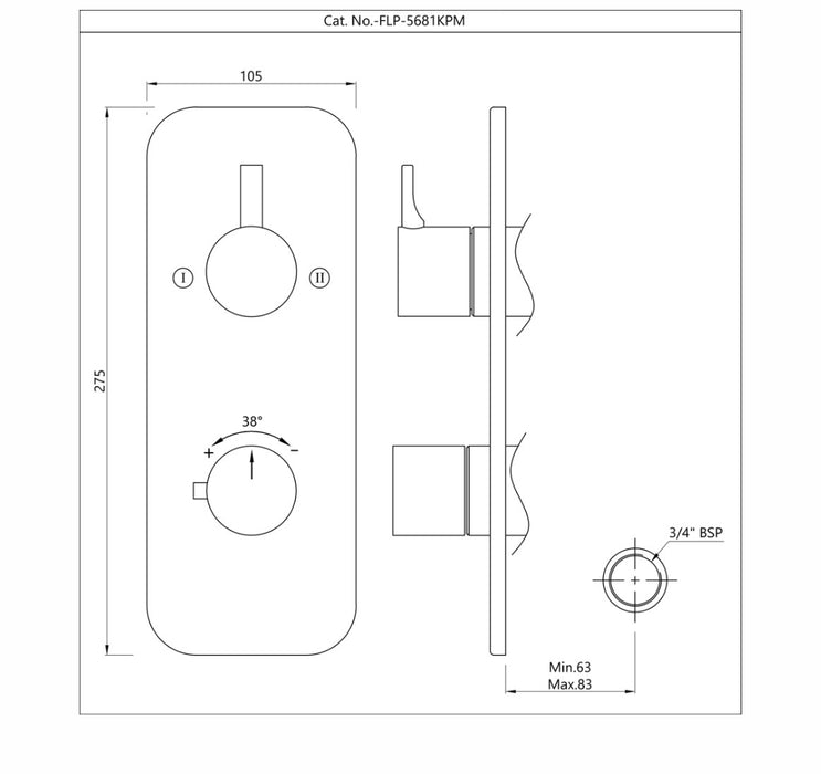 AQUAMAX EXPOSED PART KIT OF THERMOSTATIC SHOWER MIXER- CHROME( FLP-CHR-5683KPM)