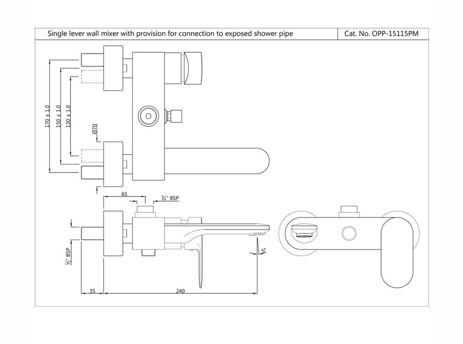 SINGLE LEVER BATH AND SHOWER MIXER (OPP-CHR-15115PM)