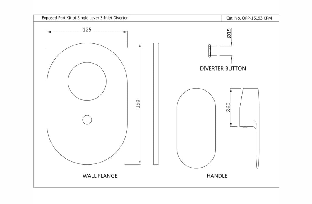 SINGLE LEVER 3-INLET DIVERTER EXPOSED PARTS KIT( OPP-CHR-15193NKPM).