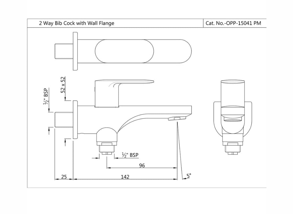 2-WAY BIB TAP WITH WALL FLANGE (OPP-CHR-15041PM).