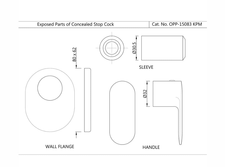 EXPOSED PART KIT OF CONCEALED STOP COCK WITH FITTING SLEEVE( OPP-CHR-15083KPM).