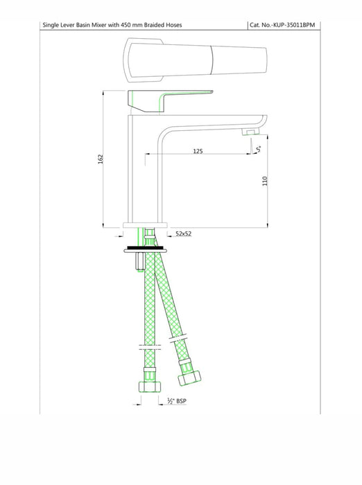 SINGLE LEVER BASIN MIXER( KUP-CHR-35011BPM).