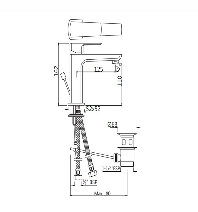SINGLE LEVER BASIN MIXER WITH POPUP WASTE ( KUP-CHR-35051BPM)