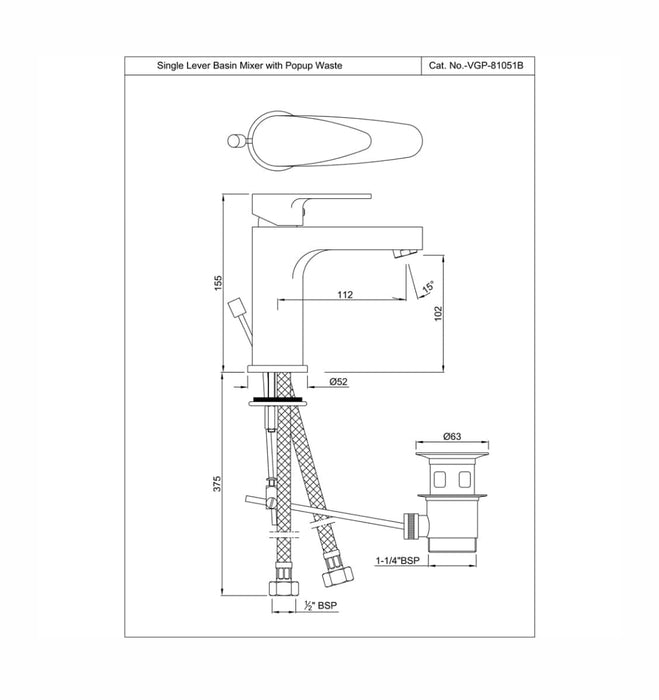 SINGLE LEVER BASIN MIXER ( VGP-CHR-81051B).