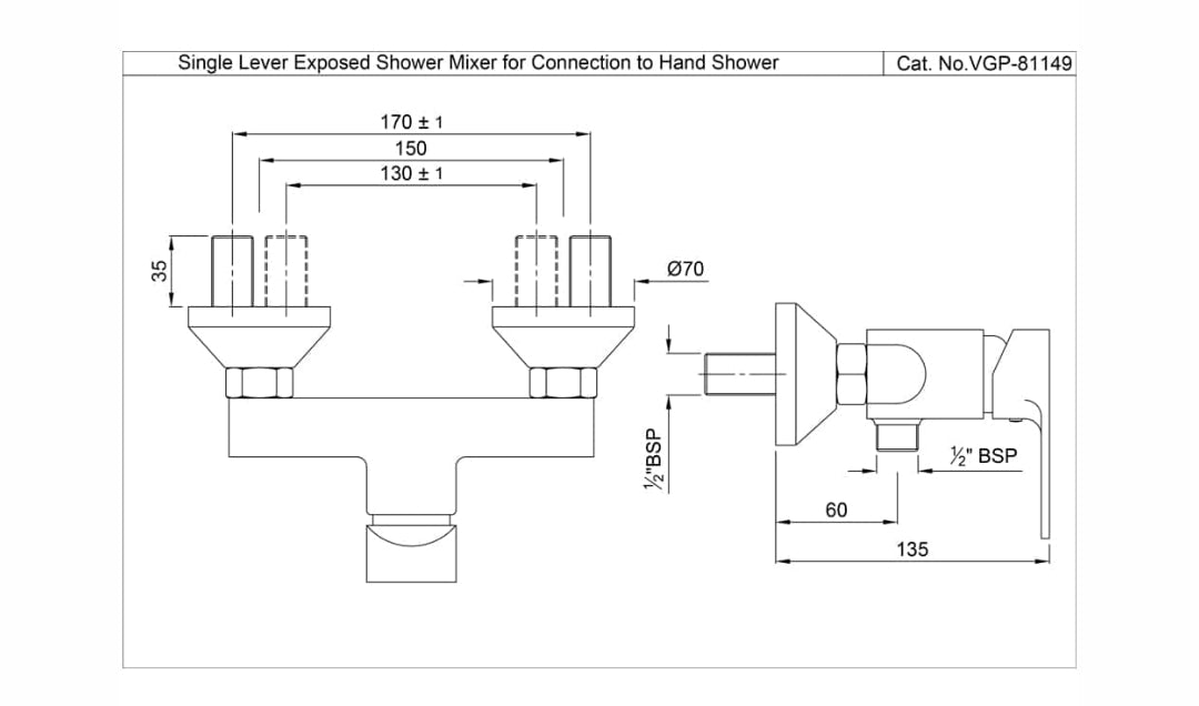 SINGLE LEVER EXPOSED SHOWER MIXER ( VGP-CHR-81149).