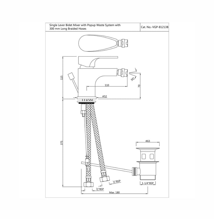 SINGLE LEVER 1-HOLE BIDET MIXER( VGP-CHR-81213B)