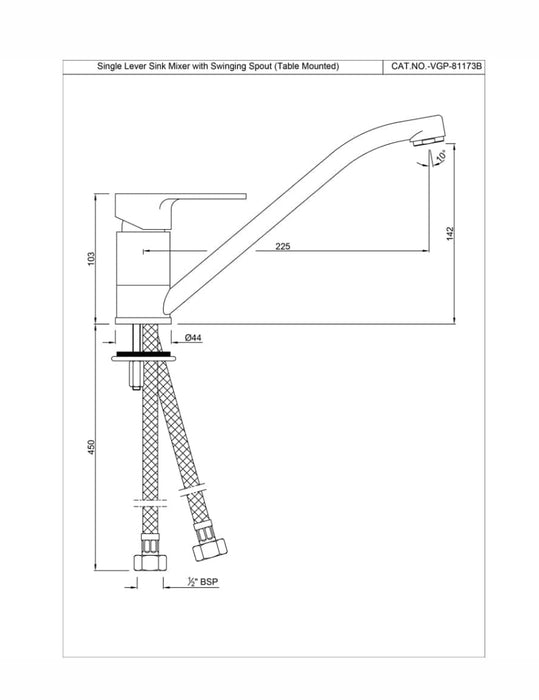 SINGLE LEVER SINK MIXER (VGP-CHR-81173B).