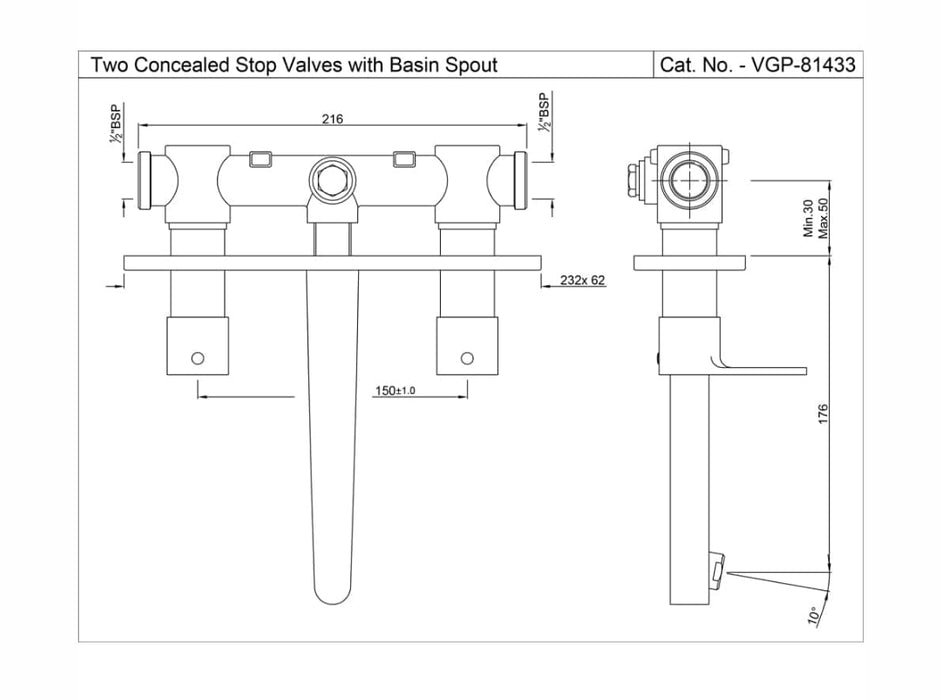 TWO CONCEALED STOP COCKS ( VGP-CHR-81433).