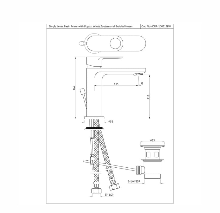 SINGLE LEVER BASIN MIXER WITH POPUP(ORP-CHR-10051BPM)