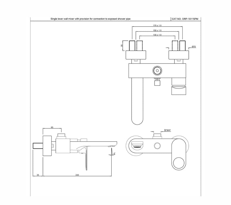 SINGLE LEVER WALL MIXER ( ORP-CHR-10115PM).