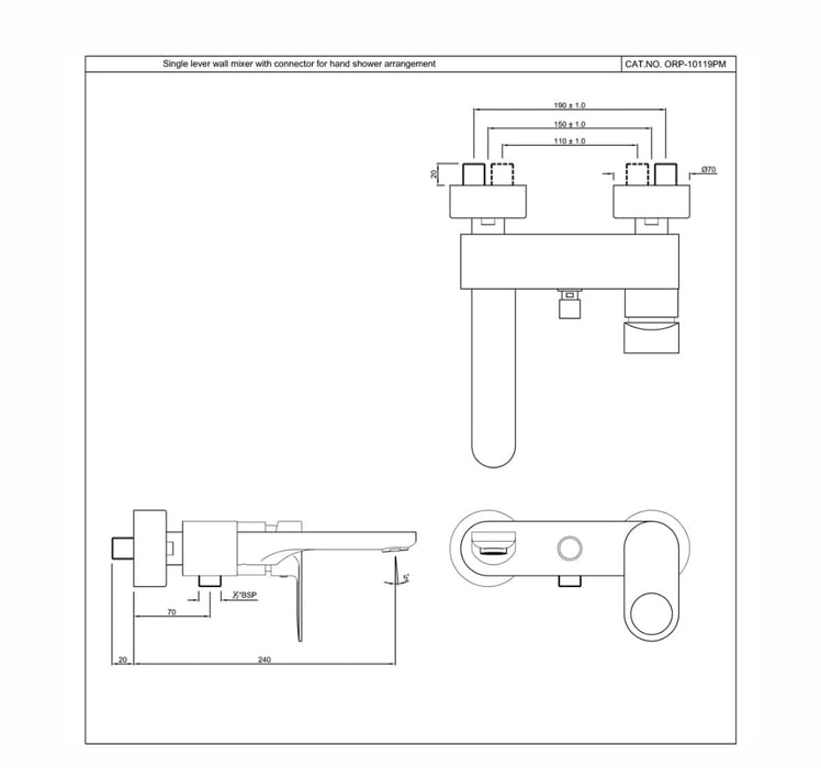 SINGLE LEVER WALL MIXER ( ORP-CHR-10119PM).