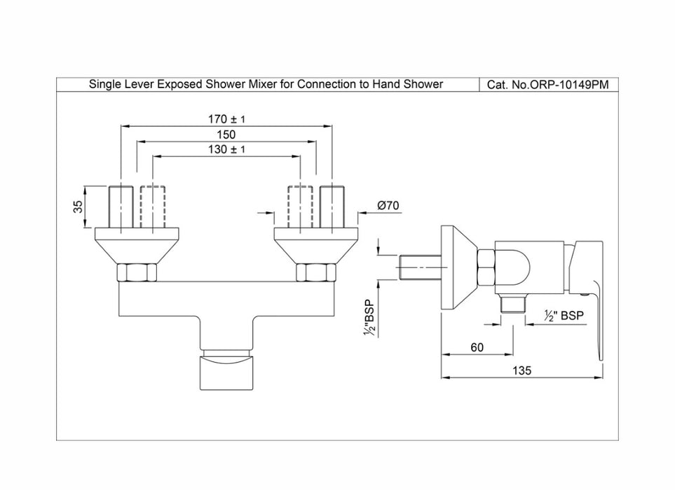SINGLE LEVER EXPOSED SHOWER MIXER (ORP-CHR-10149PM).
