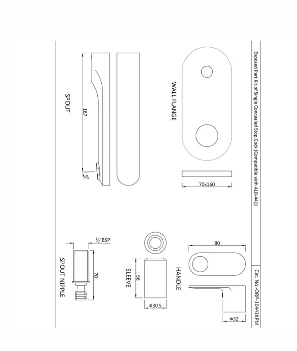 SINGLE CONCEALED STOP COCK (ORP-CHR-10441KPM).