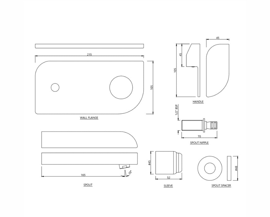 EXPOSED PART KIT OF SINGLE LEVER BASIN MIXER WALL MOUNTED-CHROME(ALI-CHR-85233NK)