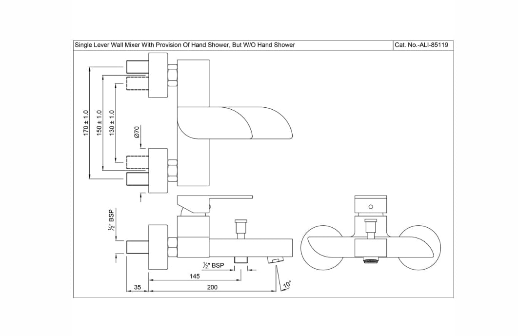 SINGLE LEVER WALL MIXER ( ALI-CHR-85119)