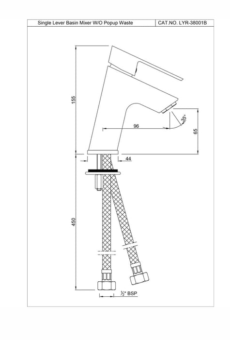 SINGLE LEVER BASIN MIXER (LYR-CHR-38001B).