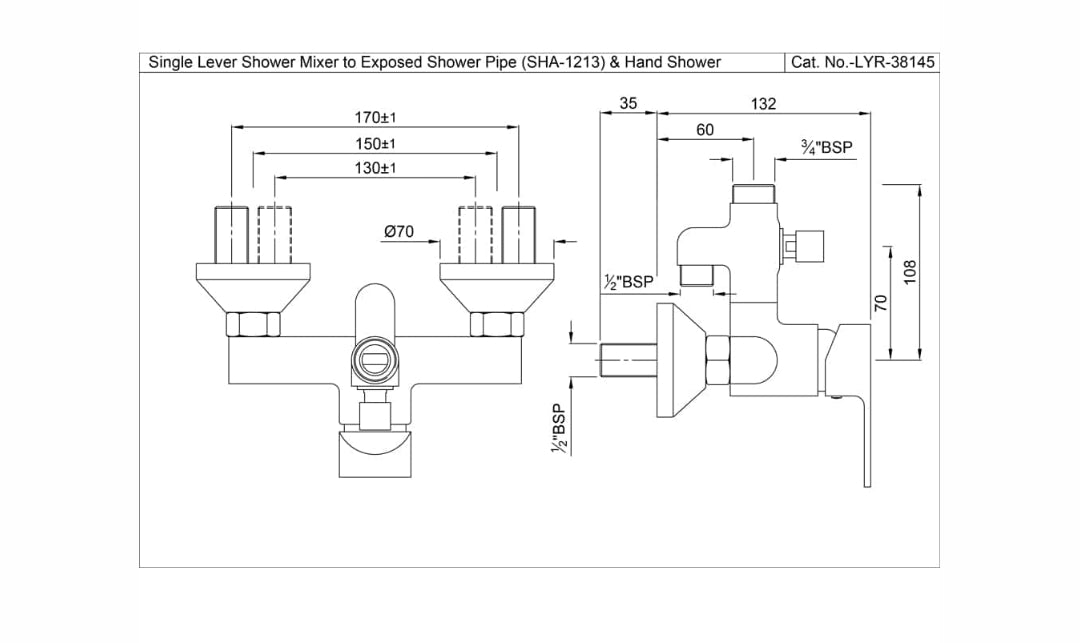 SINGLE LEVER EXPOSED SHOWER MIXER ( LYR-CHR-38145)