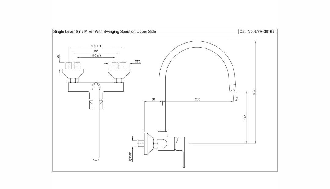 SINGLE LEVER SINK MIXER ( LYR-CHR-38165)