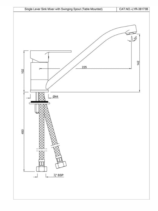 SINGLE LEVER SINK MIXER (LYR-CHR-38173B)