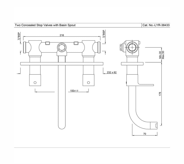 TWO CONCEALED STOP COCKS (LYR-CHR-38433).