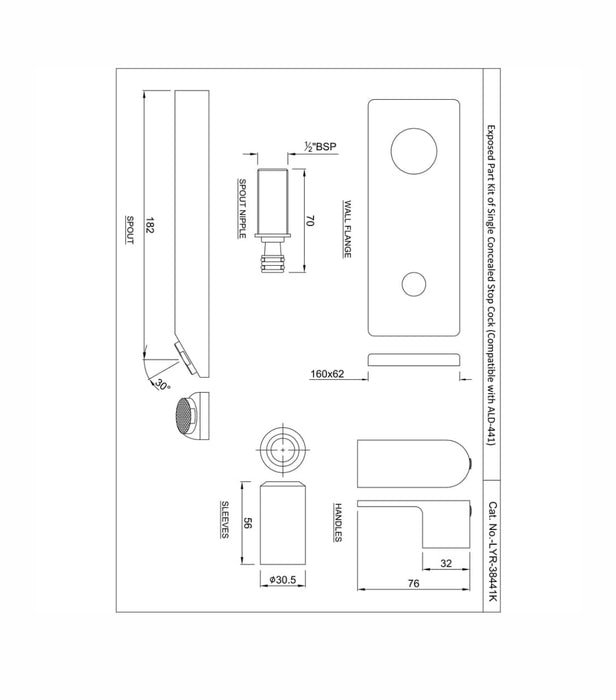 SINGLE CONCEALED STOP COCK (LYR-CHR-38441K).