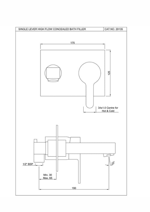 SINGLE LEVER HIGH FLOW BATH FILLER (FUS-CHR-29135).