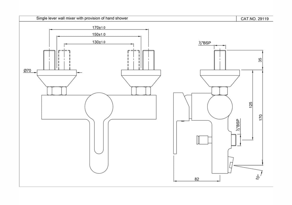 SINGLE LEVER WALL MIXER(FUS-CHR-29119).
