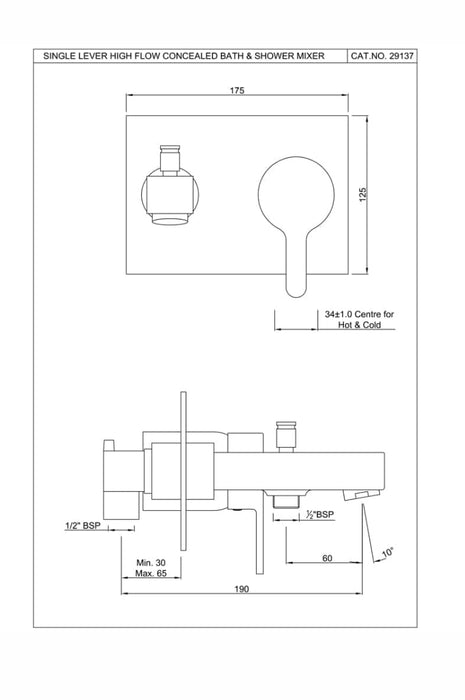 SINGLE LEVER HIGH FLOW BATH AND SHOWER MIXER (FUS-CHR-29137).