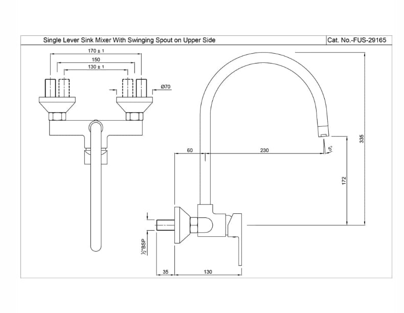 SINGLE LEVER SINK MIXER (FUS-CHR-29165)