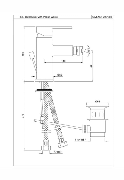 SINGLE LEVER 1-HOLE BIDET  MIXER(FUS-CHR-29213B).