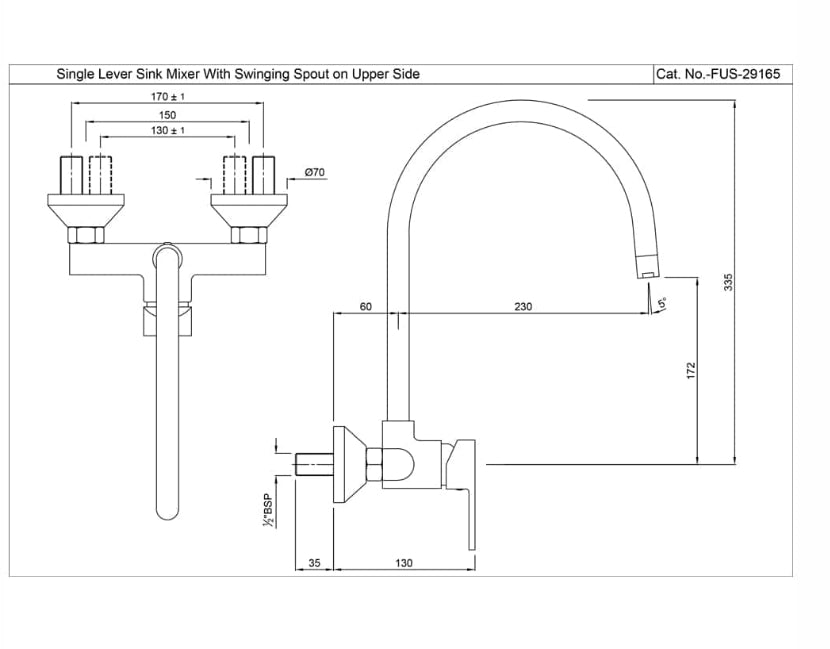 SINGLE LEVER SINK MIXER (FUS-CHR-29165).