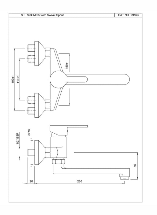 SINGLE LEVER SINK MIXER SWINGING SPOUT ( FUS-CHR-29163).
